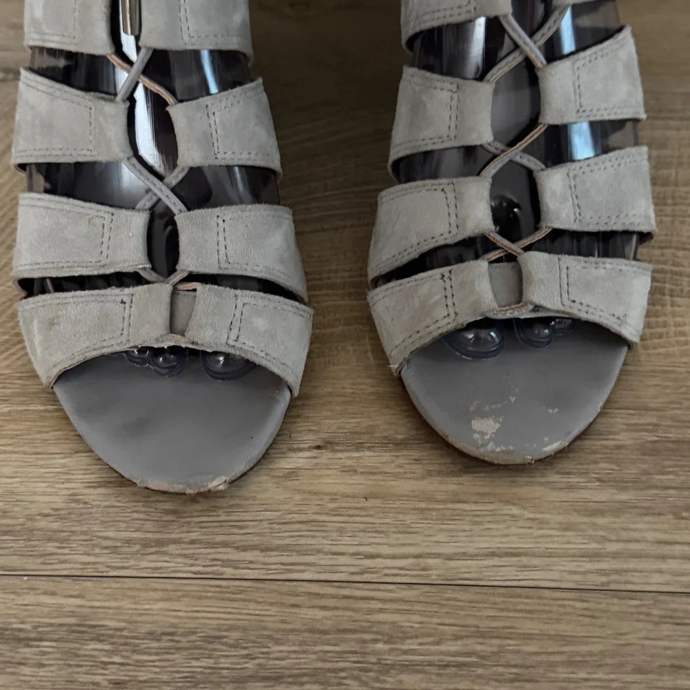 Donald Pliner Sandals Jeisa Lace Up Gladiator Snakeskin Heels Open Toe Shoes 7.5
